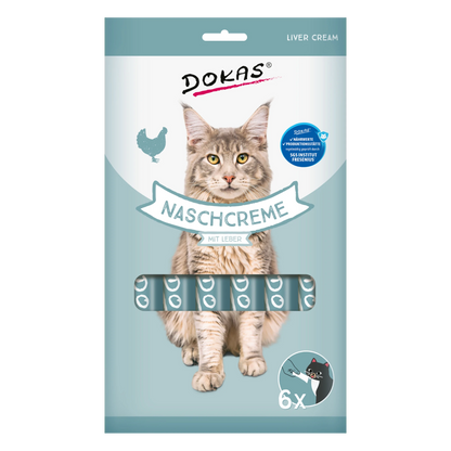 Dein Fellnasen Shop Dokas Nasch-Creme mit Leber für Katzen, cremiger Snack mit Hühnchen in 6 praktischen Sachets