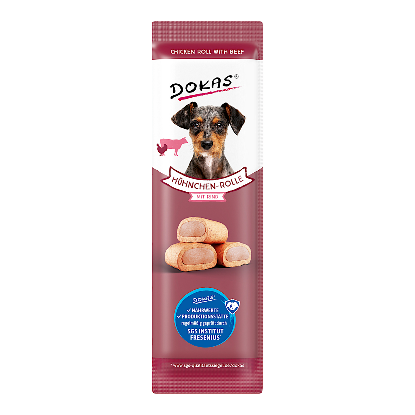 Dokas Dog - Hühnchen-Rolle mit Rind