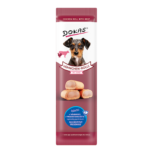 Dokas Dog - Hühnchen-Rolle mit Rind