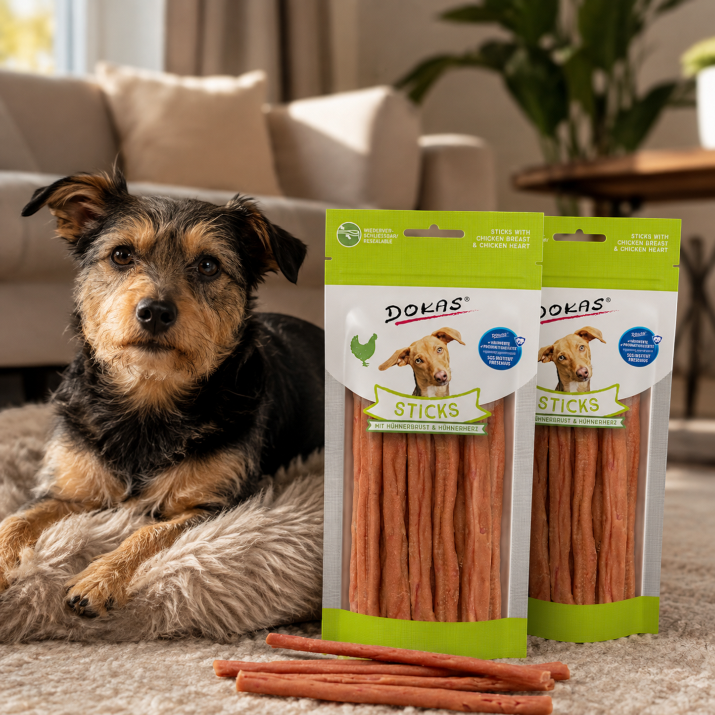 Dokas Dog - Sticks mit Hühnerbrust & Hühnerherz
