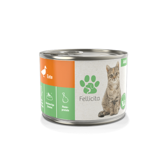 Fellicita Ente pur – Feine Pastete für anspruchsvolle Katzen. Weich, aromatisch, monoprotein.