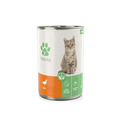Fellicita Ente pur – Feine Pastete für anspruchsvolle Katzen. Weich, aromatisch, monoprotein.