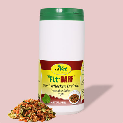 Fit-BARF Gemüseflocken Dreierlei – Karotte, Süßkartoffel & Zucchini für leichte, natürliche BARF-Power