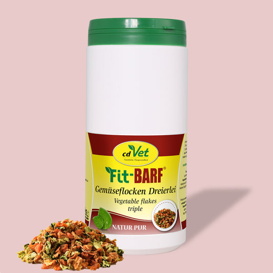 Fit-BARF Gemüseflocken Dreierlei – Karotte, Süßkartoffel & Zucchini für leichte, natürliche BARF-Power