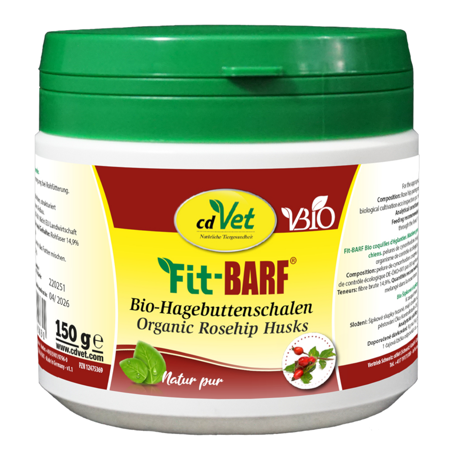 Fit-BARF Bio-Hagebuttenschalen – Natürlicher Vitamin-C-Booster & Pflanzenpower für Hunde