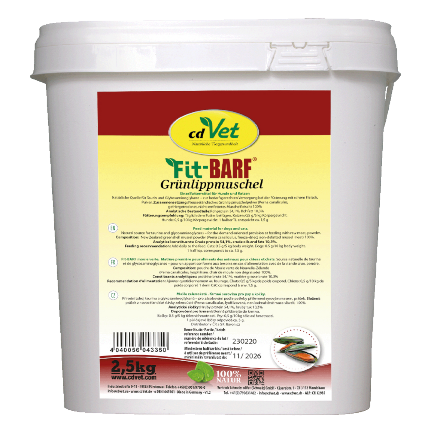 Fit-BARF Grünlippmuschel – Natürliche Taurin- & Gelenkunterstützung für Hunde & Katzen