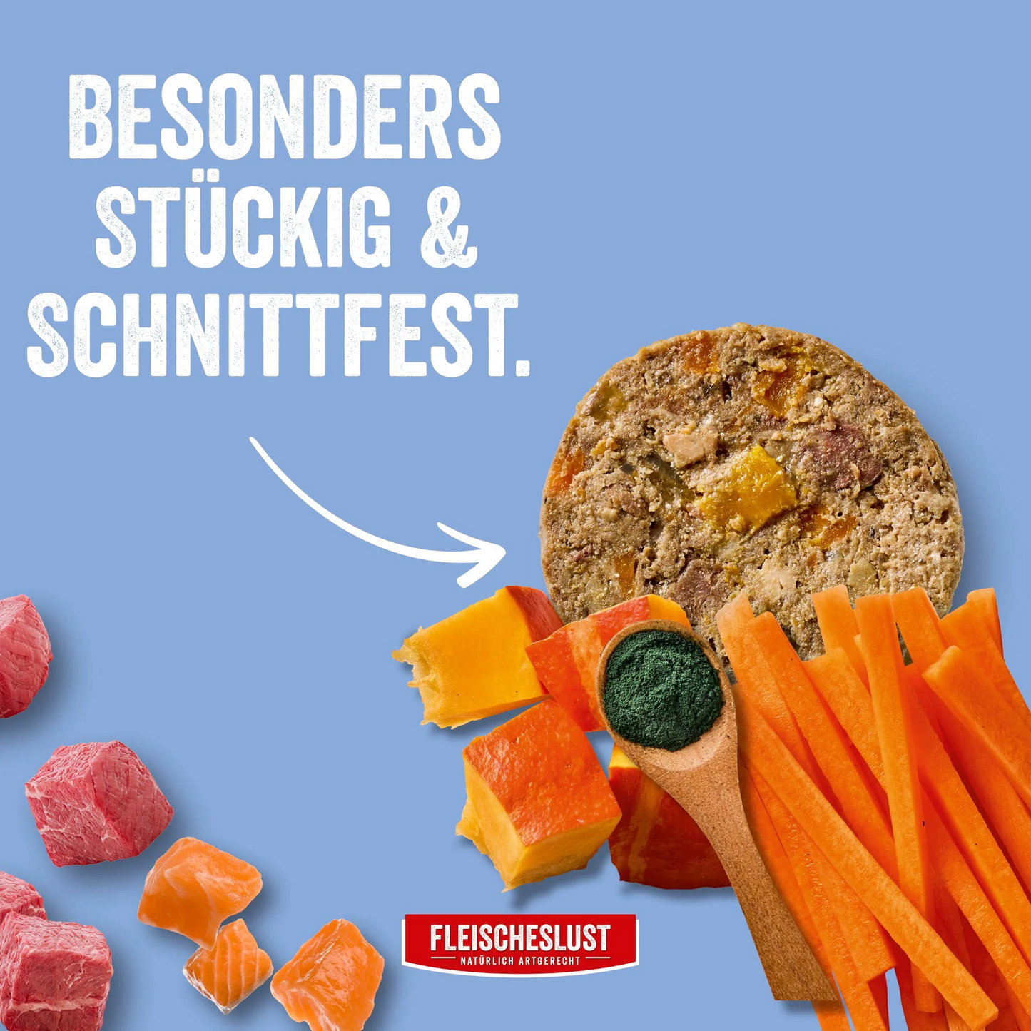 Fleischeslust Dog - Lachs mit Rind, Karotte, Kürbis & Spirulina