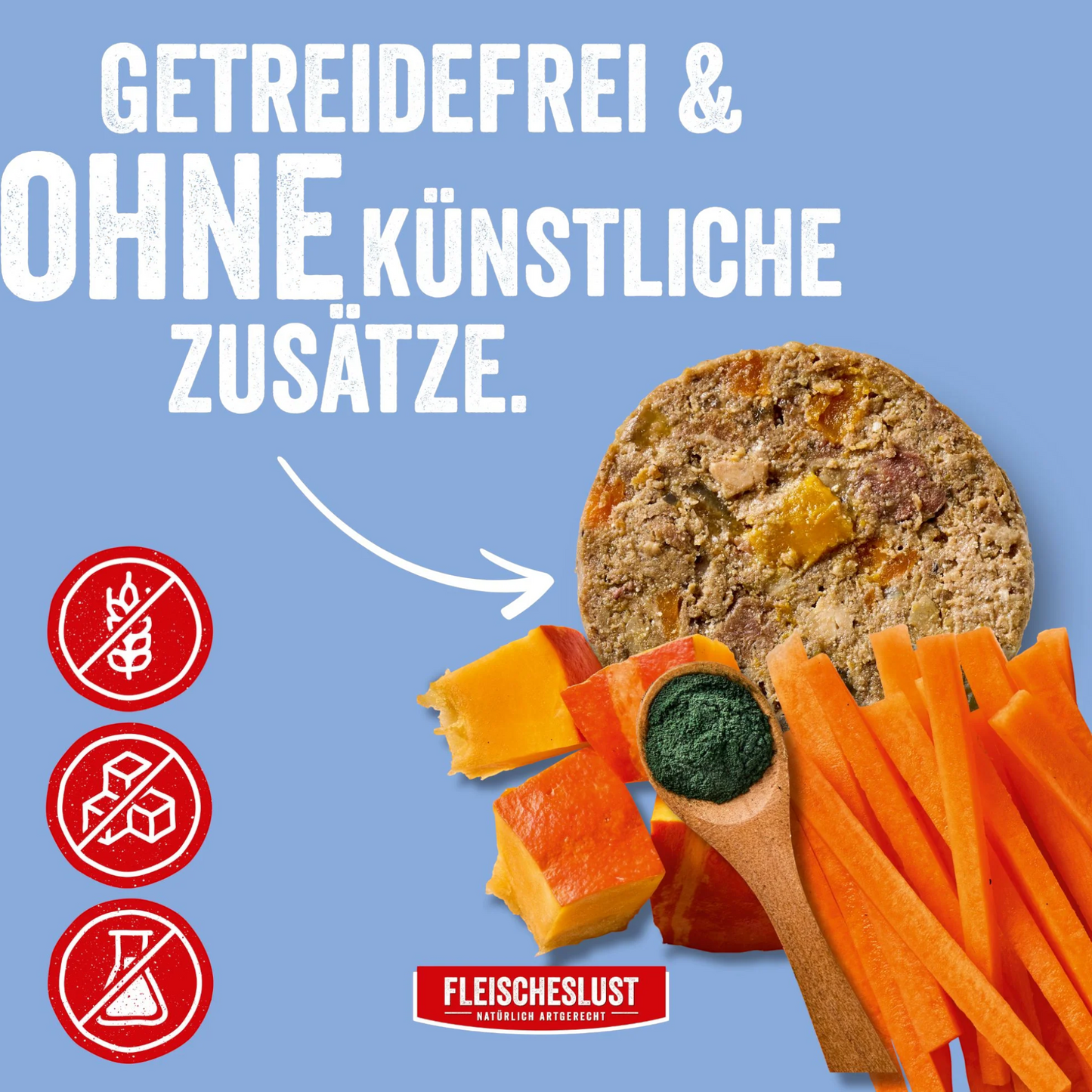 Fleischeslust Dog - Lachs mit Rind, Karotte, Kürbis & Spirulina