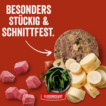 Fleischeslust Dog - Rindermenü mit Pastinake, Haselnuss & Seealge