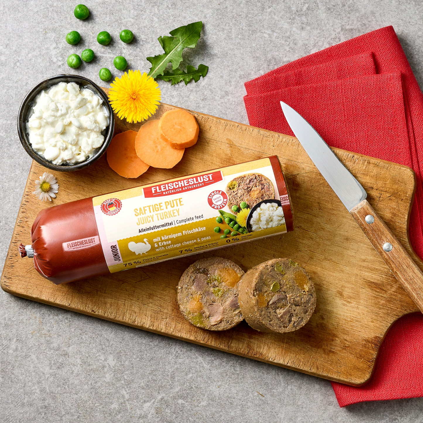 Fleischeslust Dog - Saftiges Pute, körniger Frischkäse & Erbse für Junioren