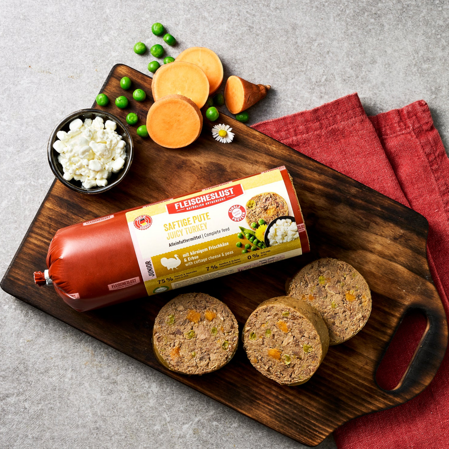 Fleischeslust Dog - Saftiges Pute, körniger Frischkäse & Erbse für Junioren