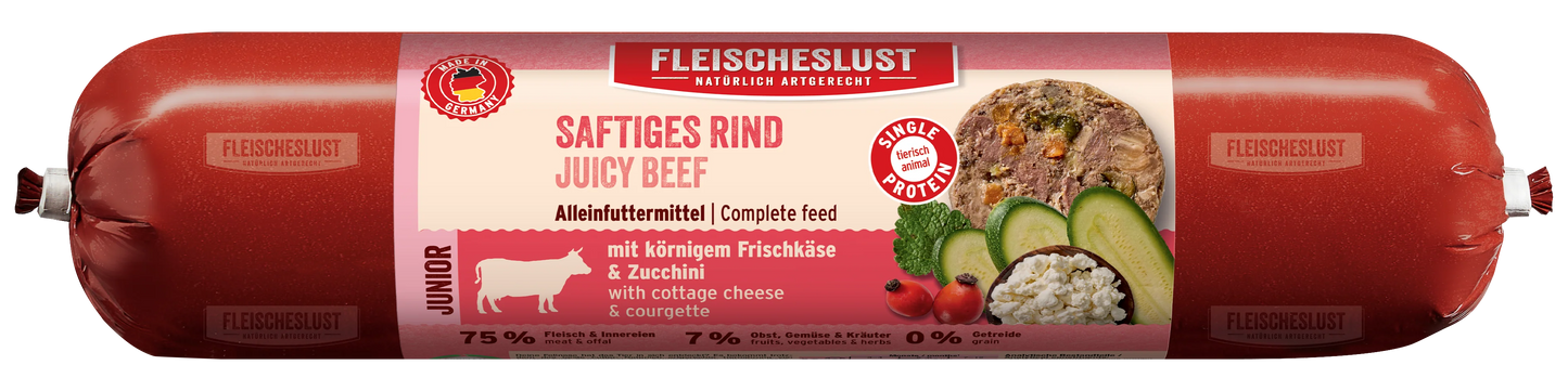 Fleischeslust Dog - Saftiges Rind mit Körnigem Frischkäse & Zucchini für Junioren