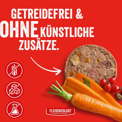 Fleischeslust Dog - Zartes Rind mit Karotte, Hagebutte & Kürbiskernen