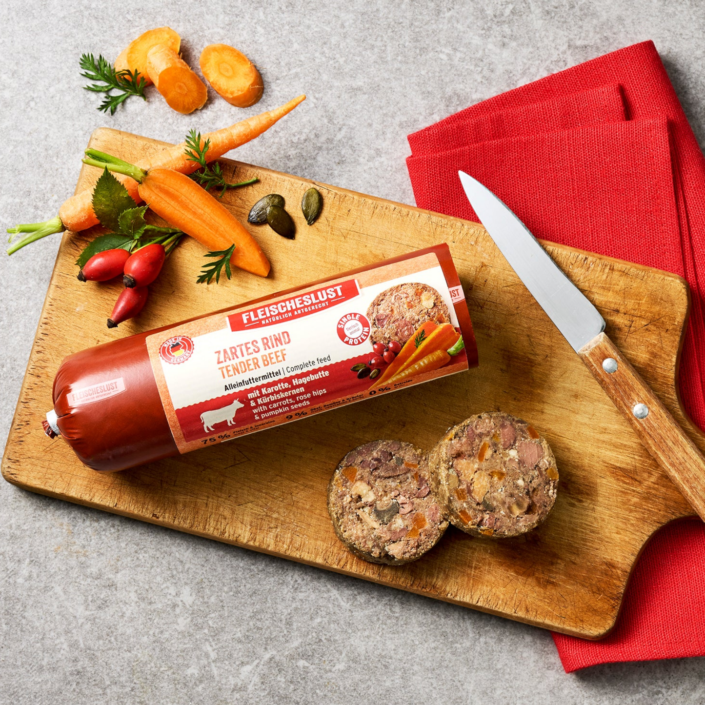 Fleischeslust Dog - Zartes Rind mit Karotte, Hagebutte & Kürbiskernen