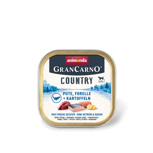 GranCarno Adult Country – Pute, Forelle & Kartoffel Natürlich ausgewogen. Premium-Qualität. Hohe Akzeptanz