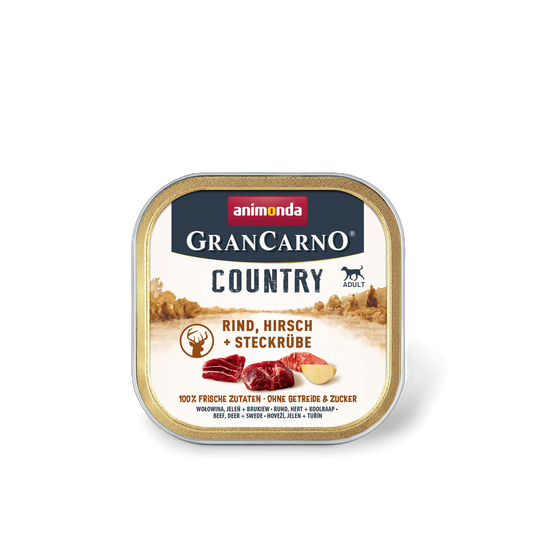 GranCarno Adult Country – Rind, Hirsch & Steckrübe Kräftig. Natürlich. Ausgewogen