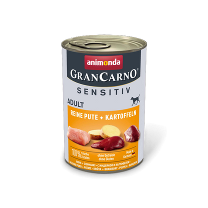 GranCarno Adult Sensitiv – Reine Pute & Kartoffeln Schonend. Klar deklariert. Hoch akzeptiert.