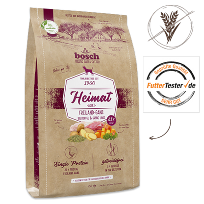 bosch Heimat Adult – Getreidefreies Single-Protein-Menü mit frischer Freiland-Gans