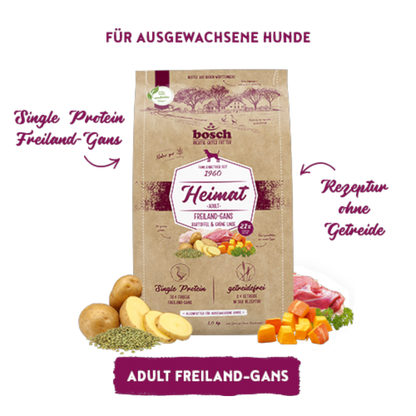 bosch Heimat Adult – Getreidefreies Single-Protein-Menü mit frischer Freiland-Gans