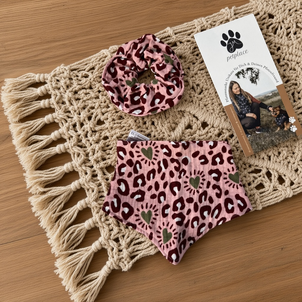 JM Petplace Hundehalstuch - Rosa Leoprint