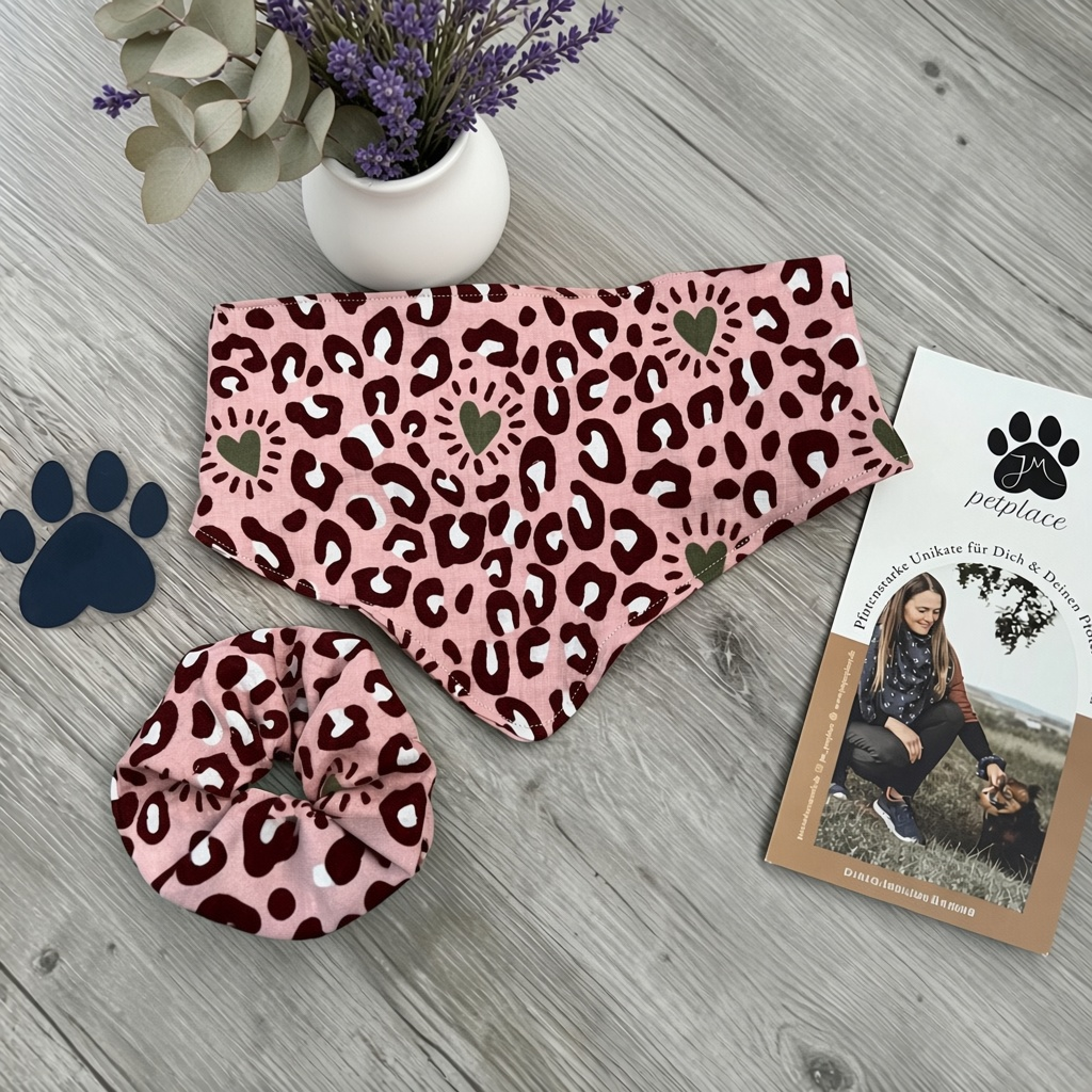 JM Petplace Hundehalstuch - Rosa Leoprint