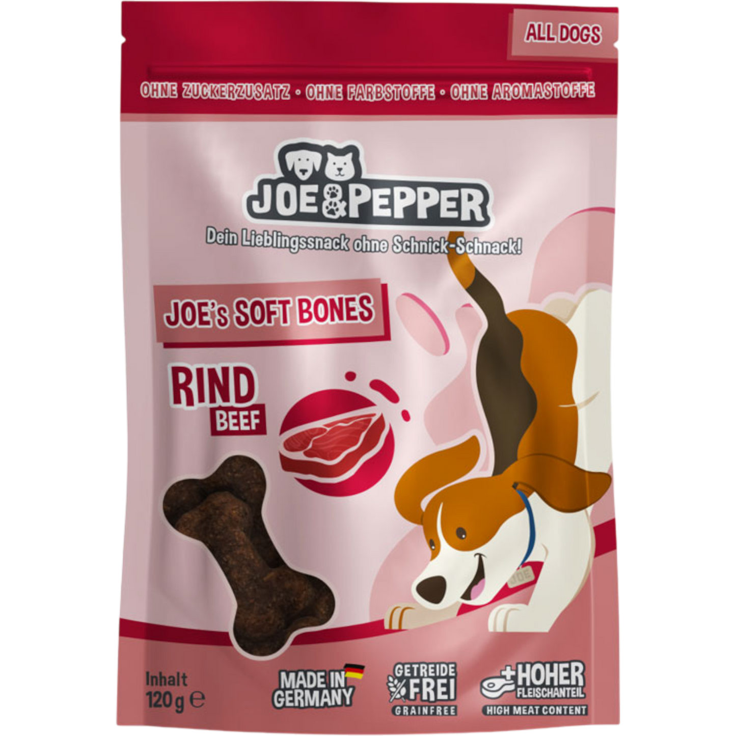 Joe & Pepper Dog - Snack Soft Bones mit Rind