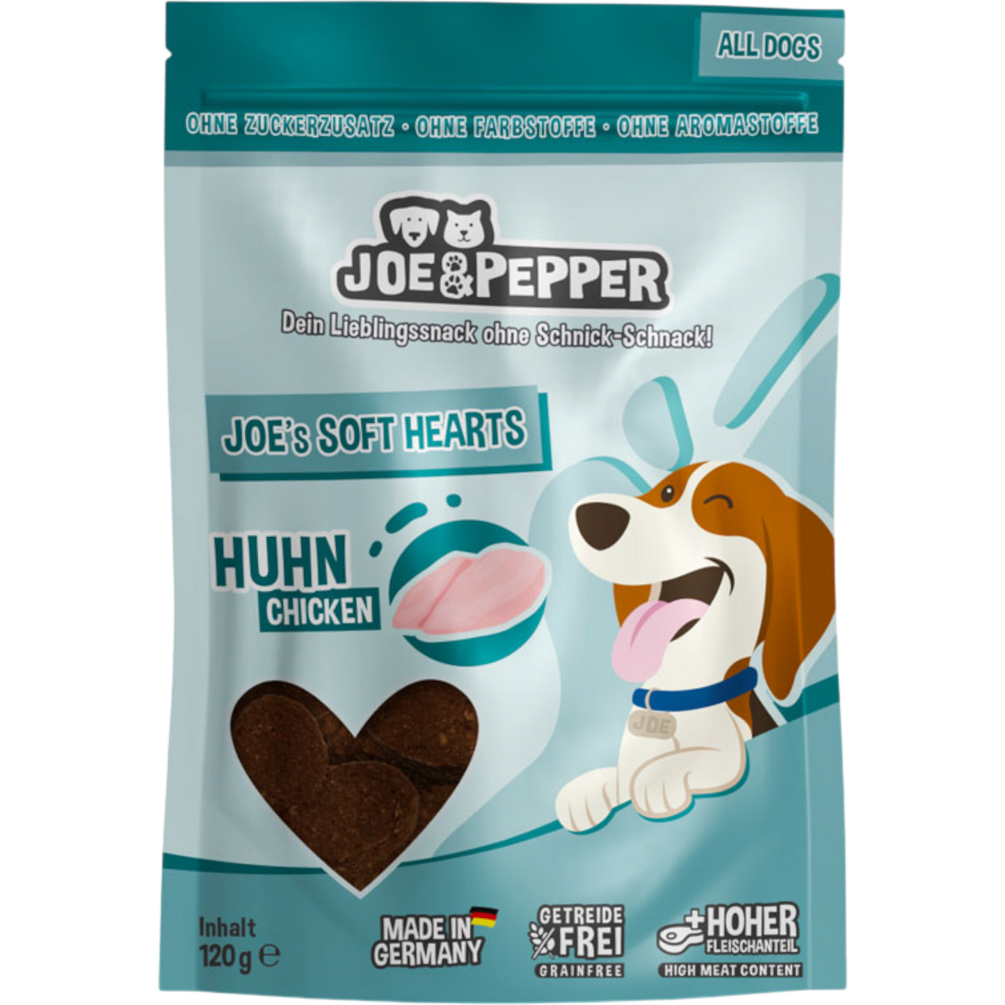 Joe & Pepper Dog - Snack Soft Hearts mit Huhn