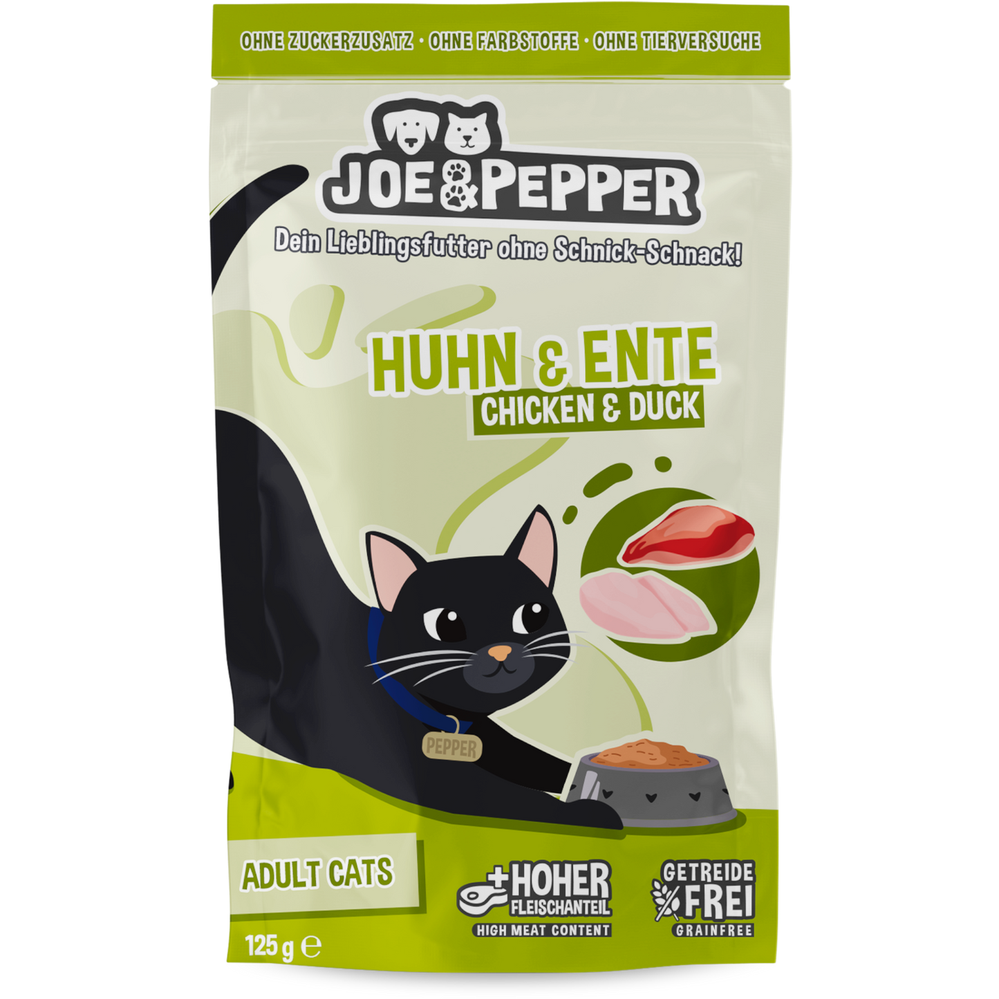 Joe & Pepper Cat - Frischebeutel Huhn & Ente