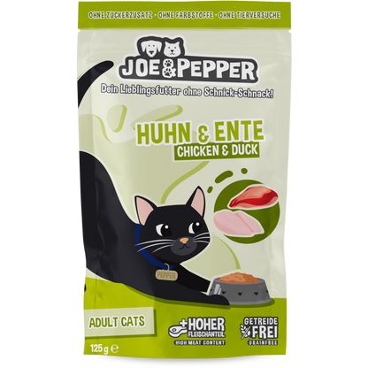 Joe & Pepper Cat - Frischebeutel Huhn & Ente