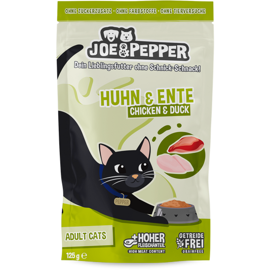 Joe & Pepper Cat - Frischebeutel Huhn & Ente
