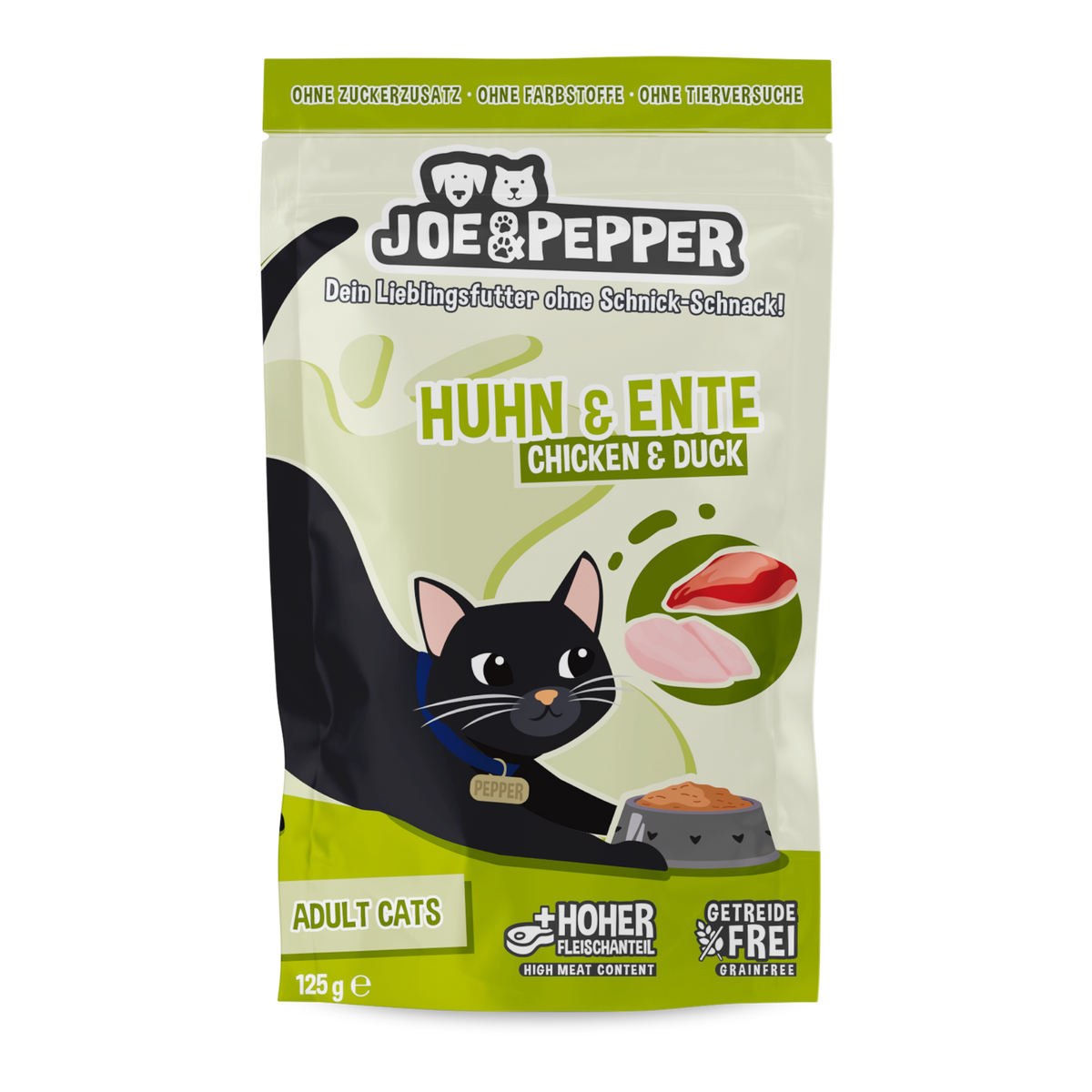 Joe & Pepper Cat - Frischebeutel Huhn & Ente