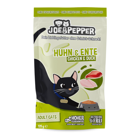 Joe & Pepper Cat - Frischebeutel Huhn & Ente