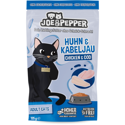 Joe & Pepper Cat - Frischebeutel Huhn & Kabeljau