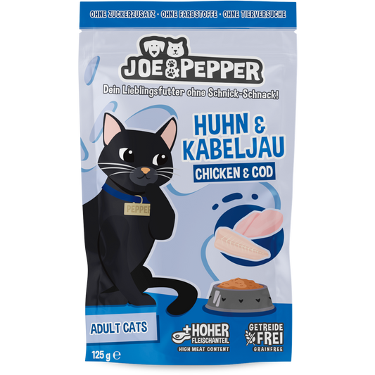 Joe & Pepper Cat - Frischebeutel Huhn & Kabeljau