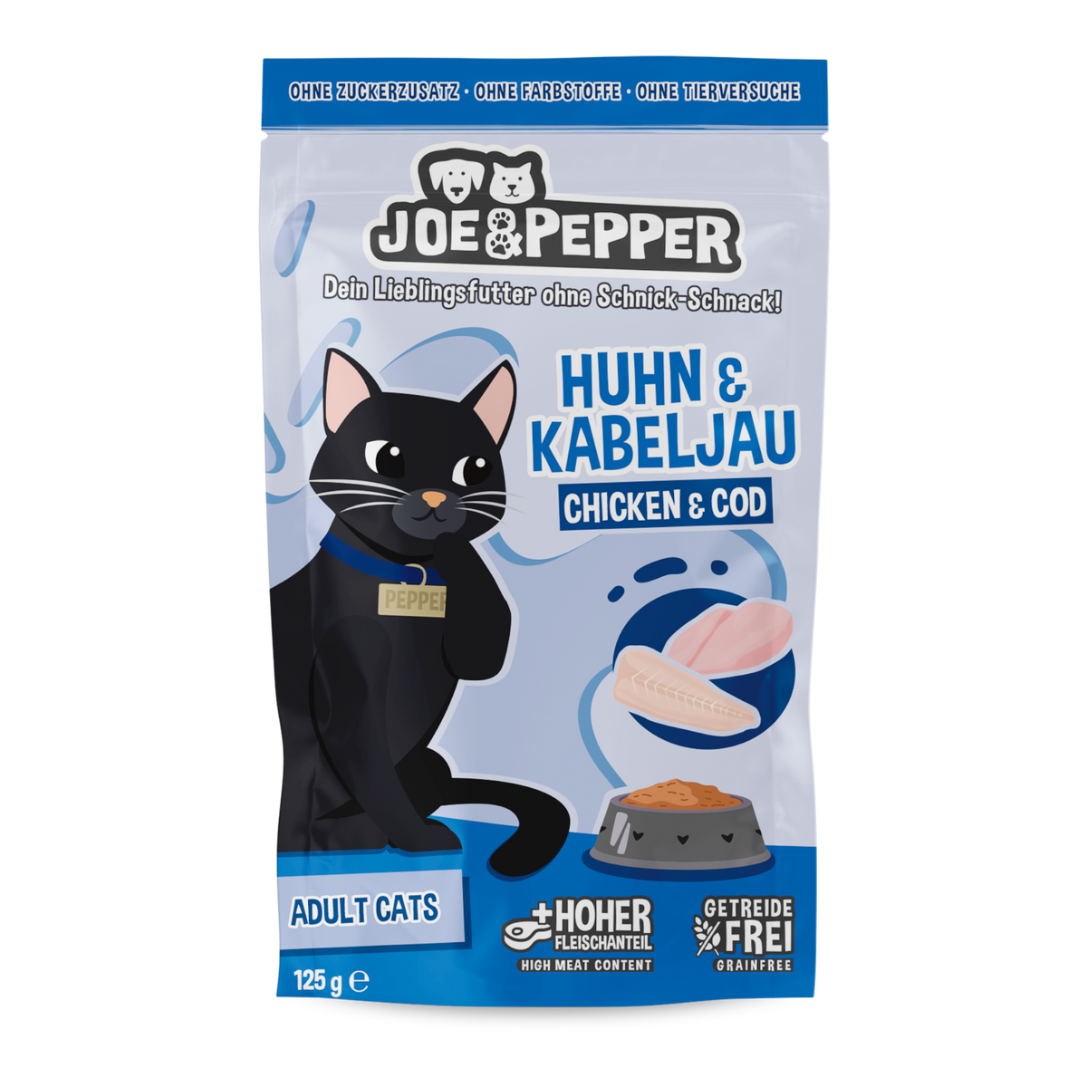 Joe & Pepper Cat - Frischebeutel Huhn & Kabeljau