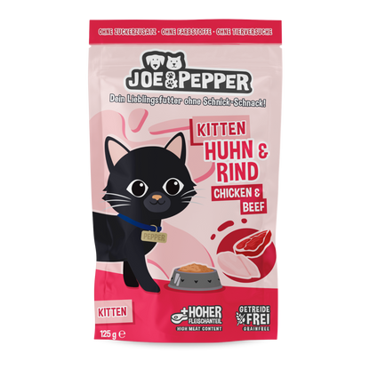Joe & Pepper Cat - Frischebeutel Kitten Huhn & Rind