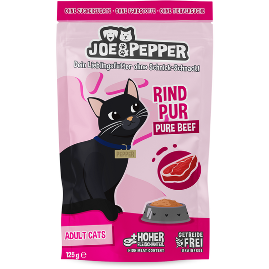 Joe & Pepper Cat - Frischebeutel Rind pur