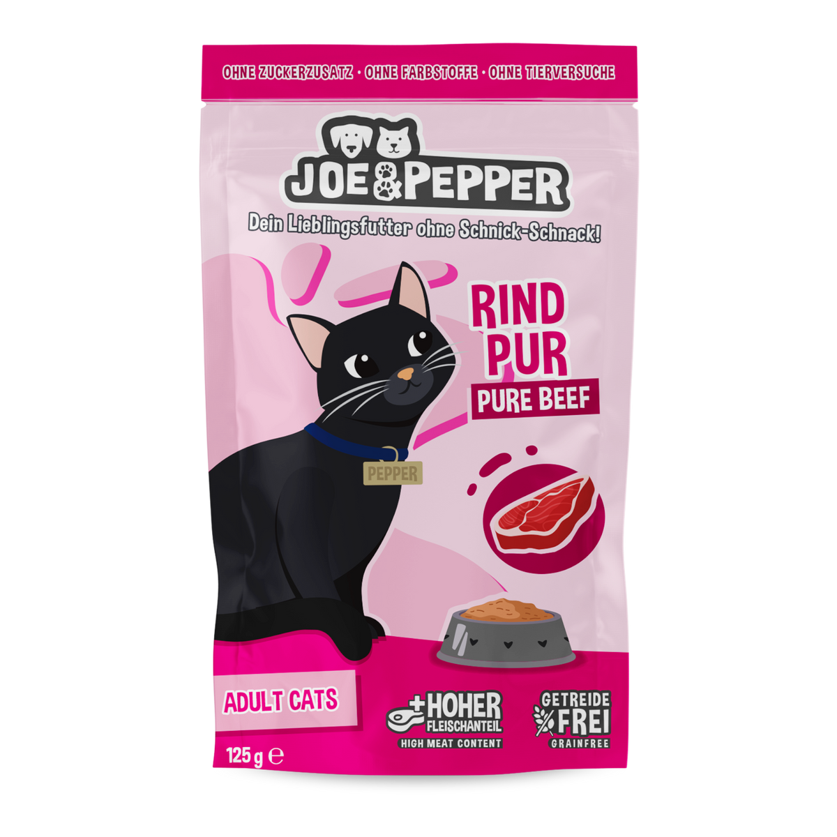 Joe & Pepper Cat - Frischebeutel Rind pur