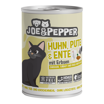 Joe & Pepper Cat - Huhn, Pute & Ente mit Erbsen