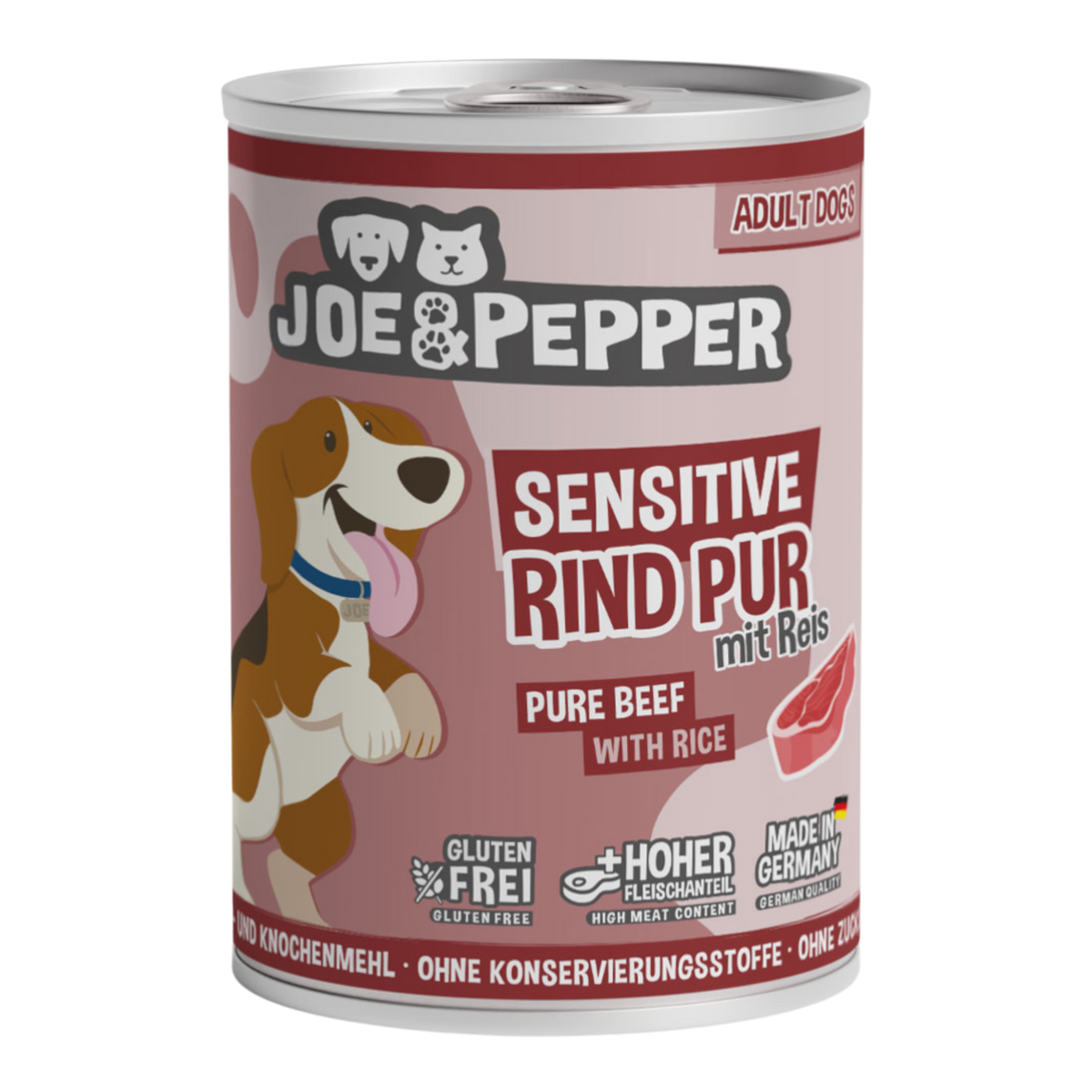 Joe & Pepper Dog - Rind pur mit Reis
