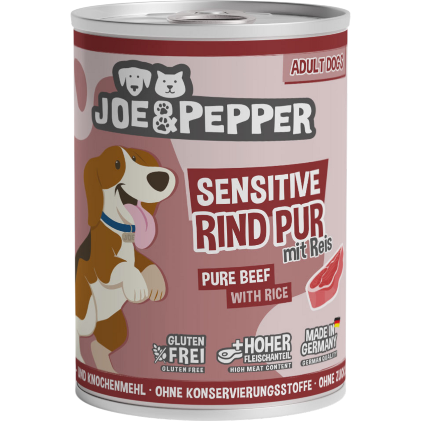 Joe & Pepper Dog - Rind pur mit Reis