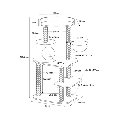 Katzen-Kratzbaum Oliver mit Hängematte & Versteck – Komfort & Kratzspaß in Einem