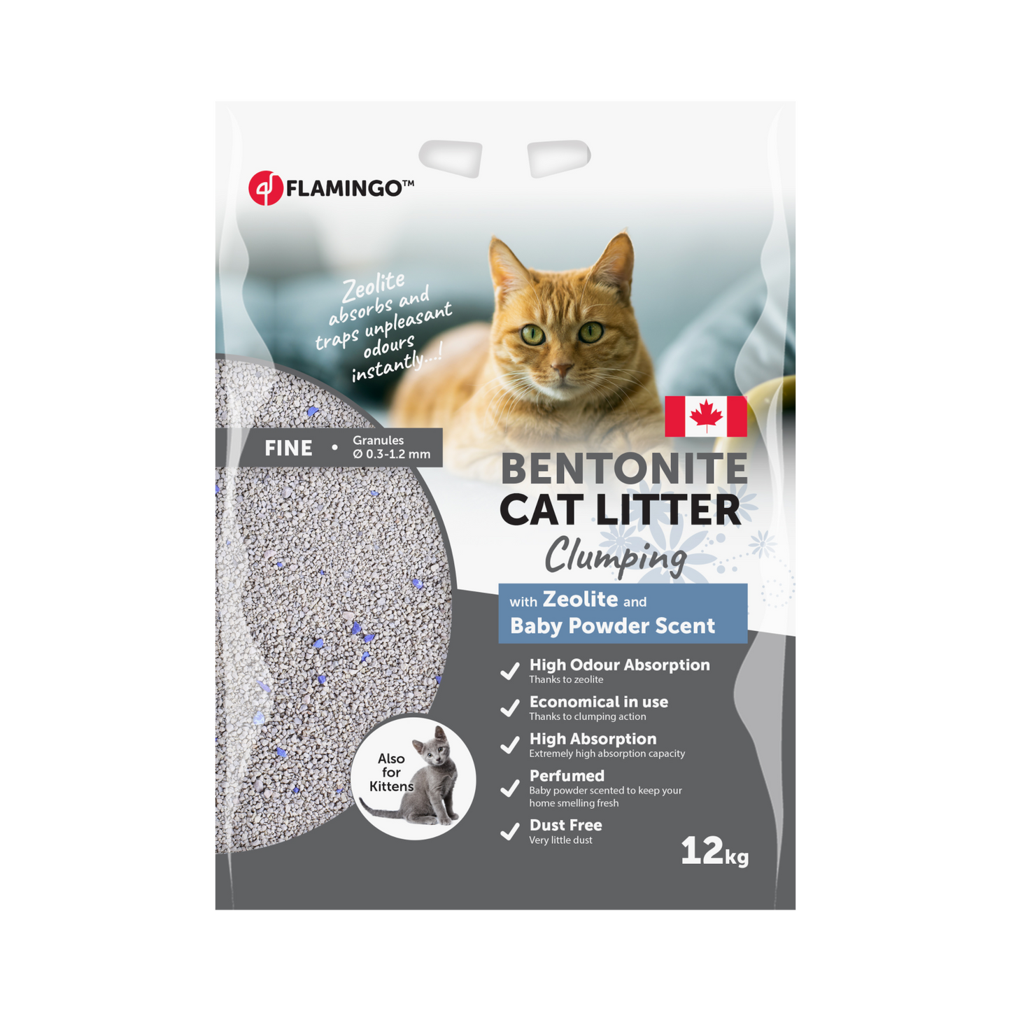 Katzenstreu Bentonit mit Babypuder & Zeolith Feine Körner Klumpend