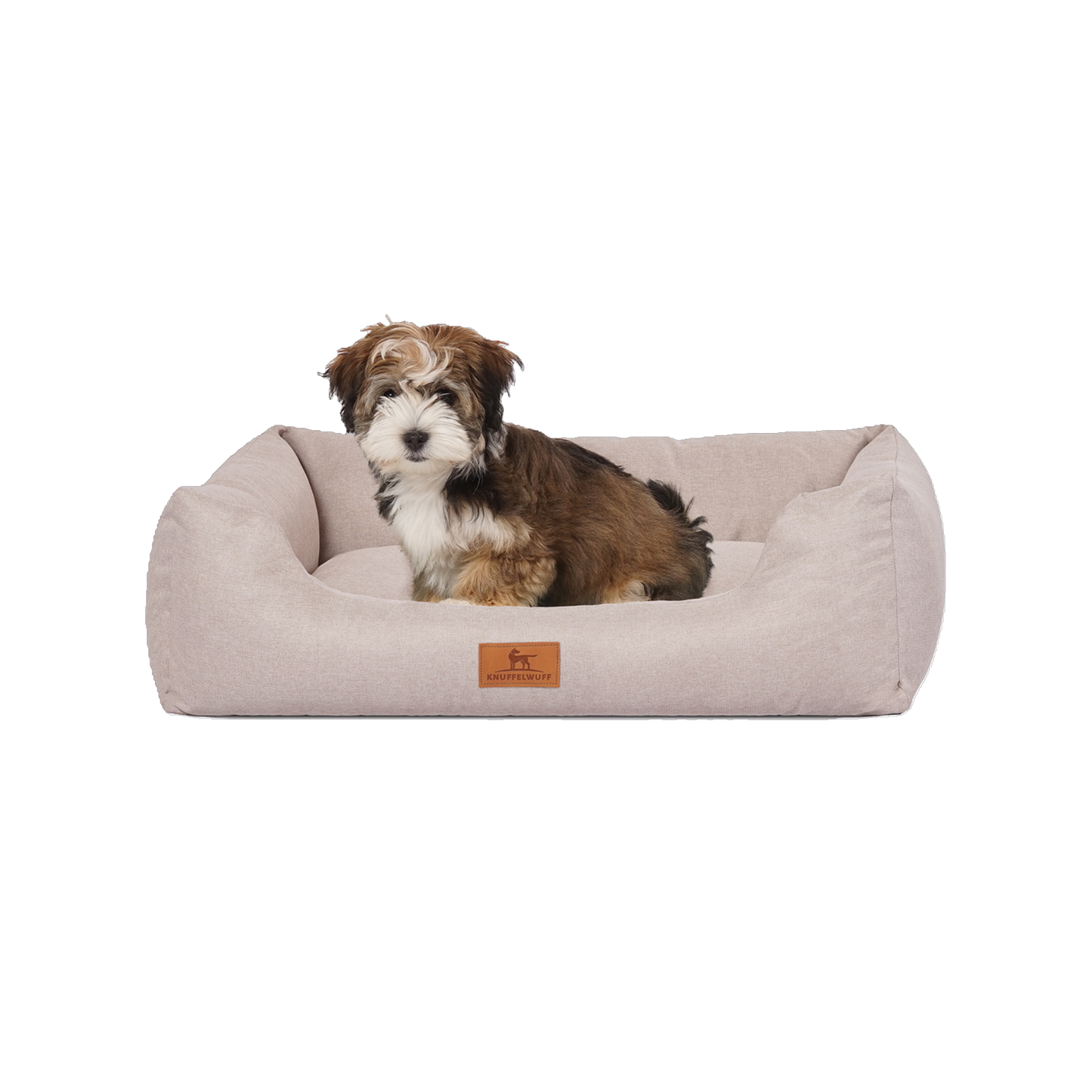 Knuffelwuff Hundebett Emma aus Velours mit feinem Handwebcharakter in Pastellfarben