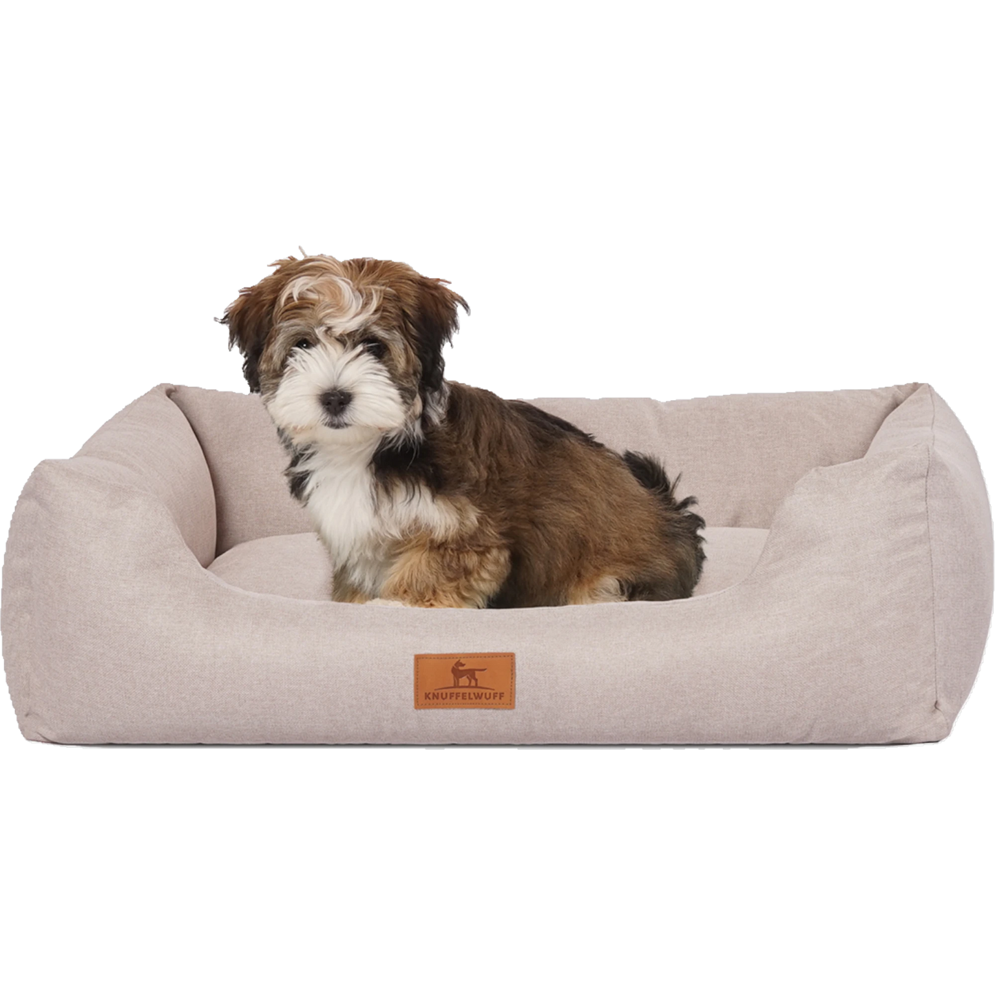 Knuffelwuff Hundebett Emma aus Velours mit feinem Handwebcharakter in Pastellfarben