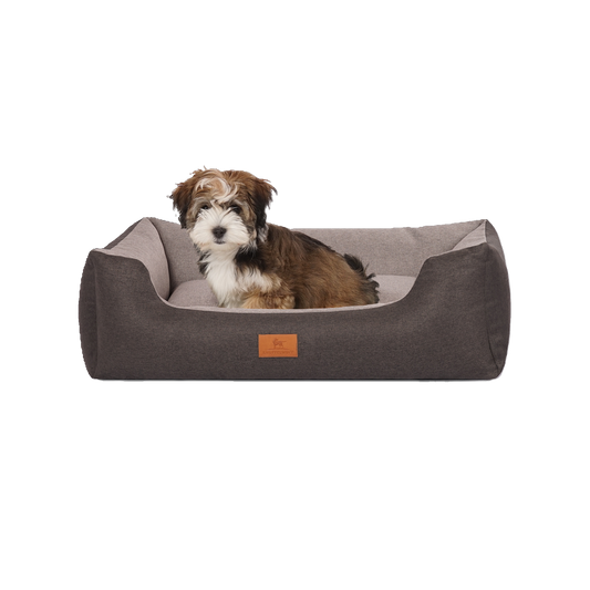 Knuffelwuff Hundebett Luke aus Velours mit feinem Handwebcharakter