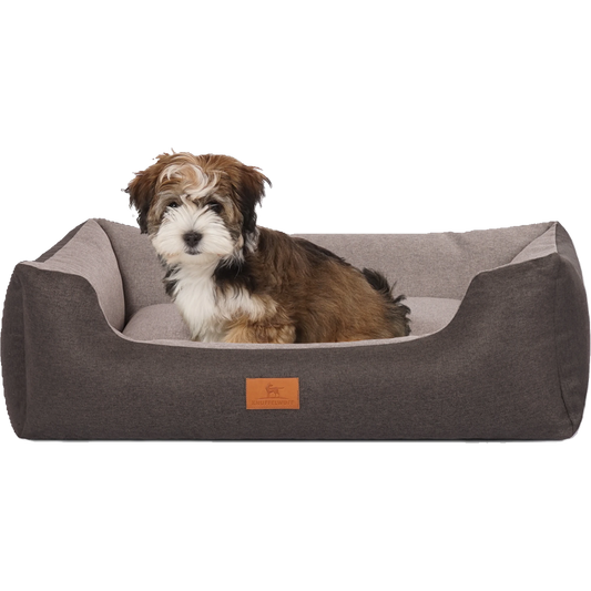 Knuffelwuff Hundebett Luke aus Velours mit feinem Handwebcharakter