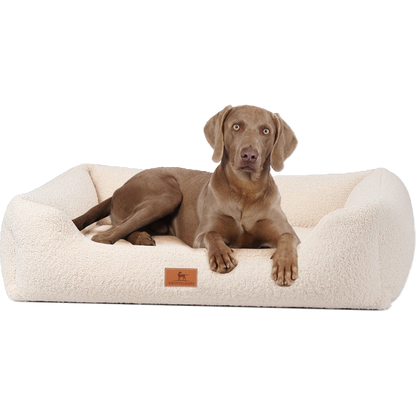 Knuffelwuff orthopädisches Hundebett Wollekopp – Kuscheliger Teddy-Stoff & gesunder Schlafkomfort