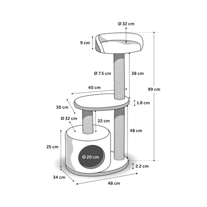 Kratzbaum Echo – Komfort & Kratzspaß auf 99 cm Höhe