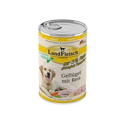 LandFleisch Dog Classic – Geflügel mit Reis & Gartengemüse extra mager